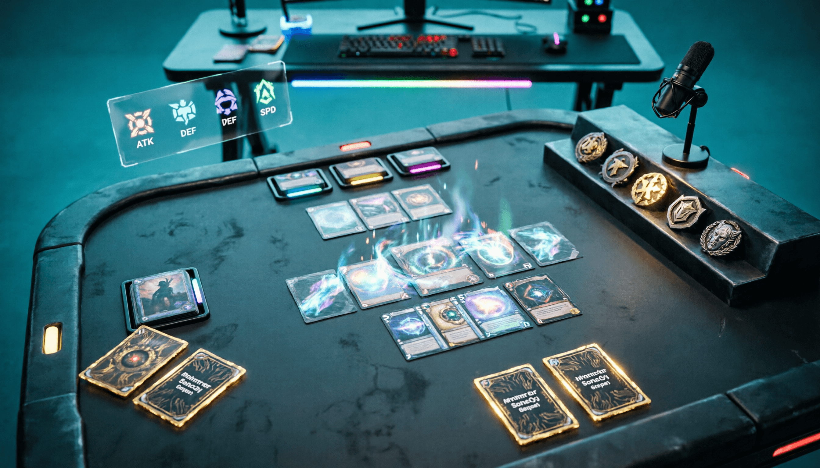 Futuristic digital card table for GameDeck